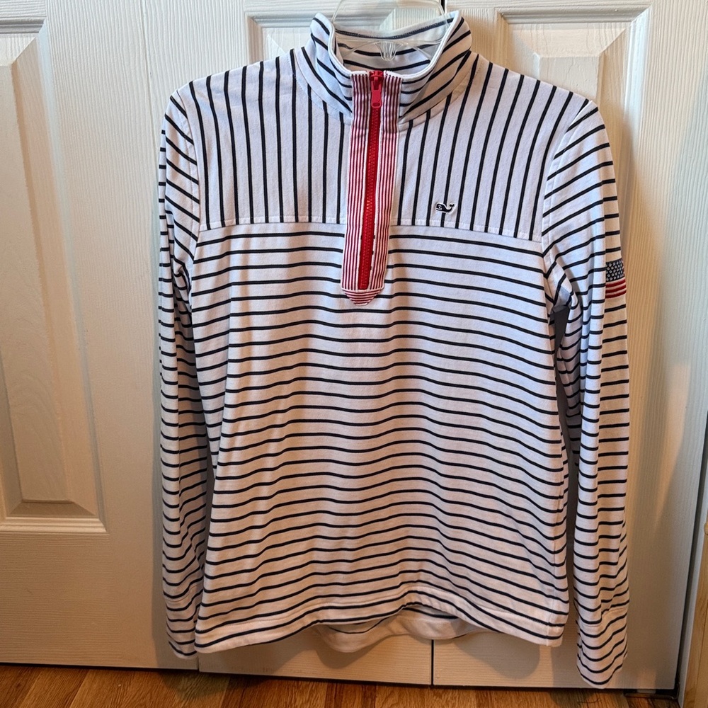Vineyard Vines Navy and White Striped Pullover